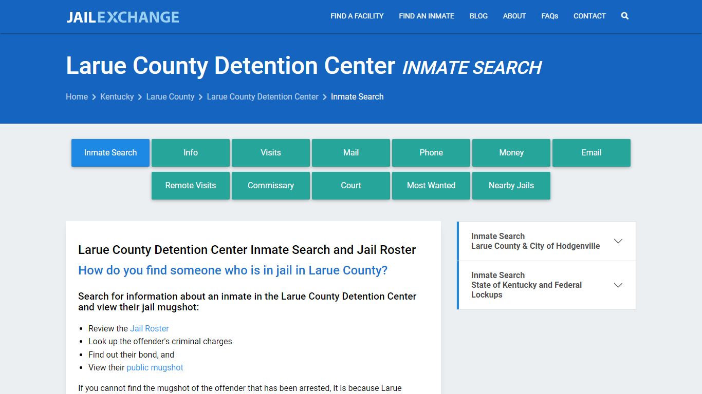 Larue County Detention Center Inmate Search - Jail Exchange